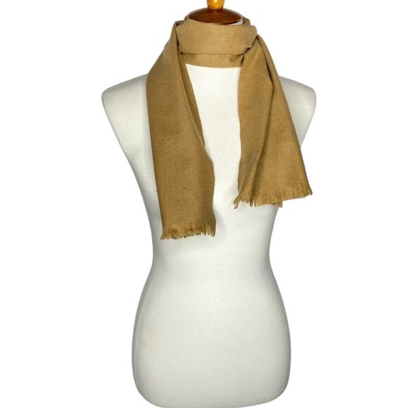 Vintage Handcraft Inc Short Scarf Beige Cashmere Virgin Wool Fringe Neck Warmer - Picture 5 of 8